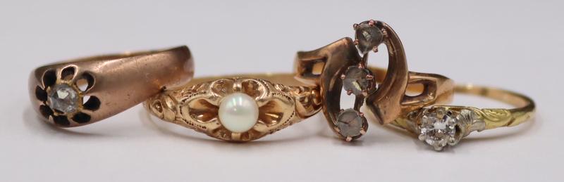 JEWELRY. (4) Petite 14kt Gold, Diamond and Pearl (1 of 14)