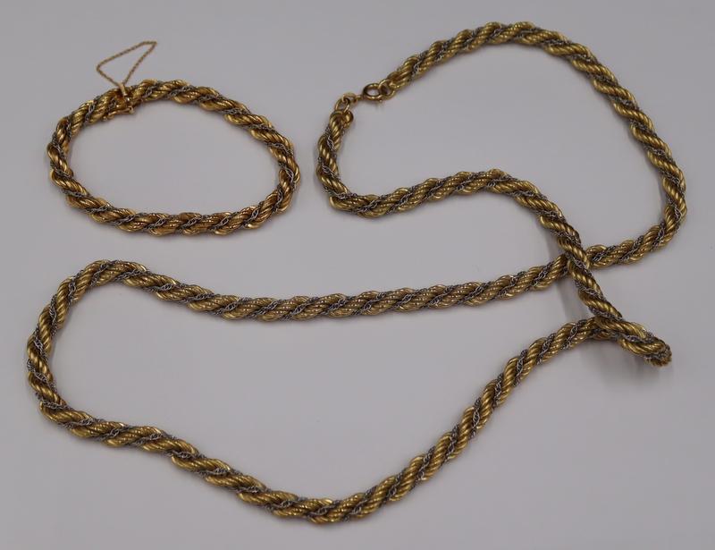 JEWELRY. 2 Pc. Italian 18kt Bi-Color Gold Jewelry (1 of 11)