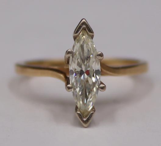 JEWELRY. 14kt Gold and Marquis Cut Diamond Ring. (1 of 7)