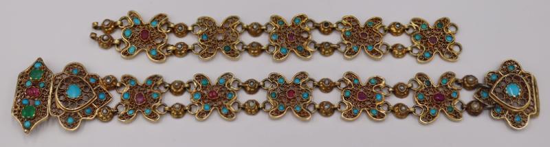 JEWELRY. Mughal Style Filigree 14kt Gold, Gem and (1 of 14)