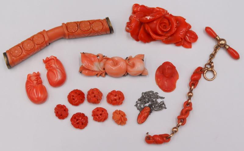 JEWELRY. Collection of Coral Carvings. (1 of 14)