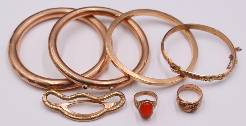 JEWELRY. English 9kt Gold Jewelry Grouping. (1 of 20)