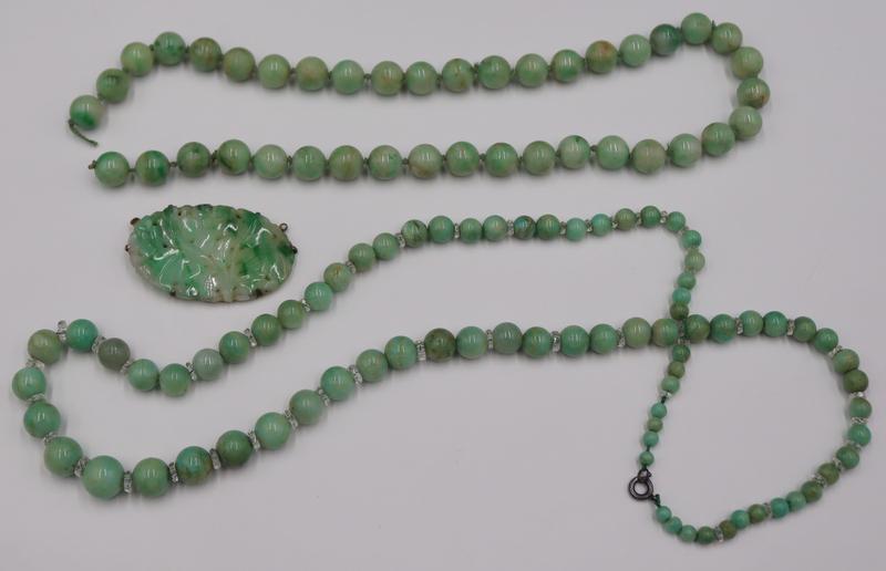 JEWELRY. (2) Graduated Jade Beaded Necklaces. (1 of 11)