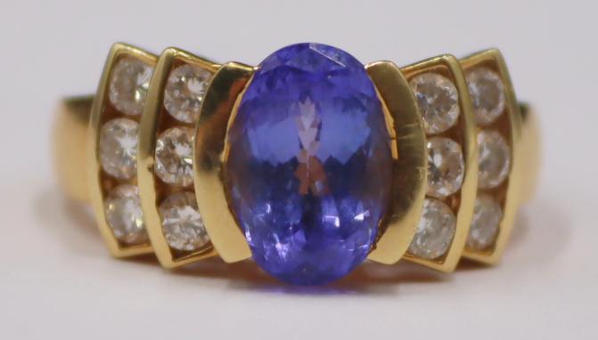 JEWELRY. Signed 18kt Gold, Tanzanite and Diamond (1 of 7)