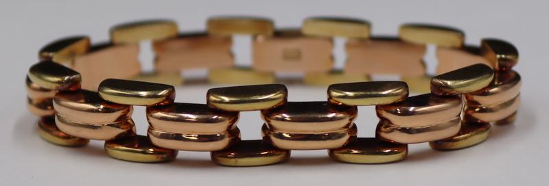 JEWELRY. 14kt Bi-Color Gold Link Bracelet. (1 of 9)