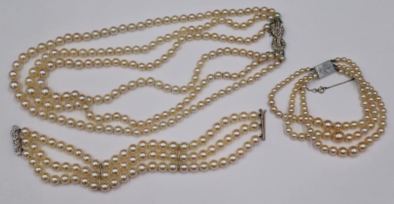 JEWELRY. 18kt Gold and Pearl Jewelry Grouping. (1 of 14)