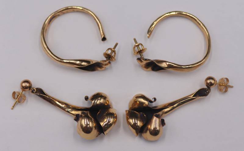 JEWELRY. (2) Pair of Signed Taj Studios 14kt Gold (1 of 10)