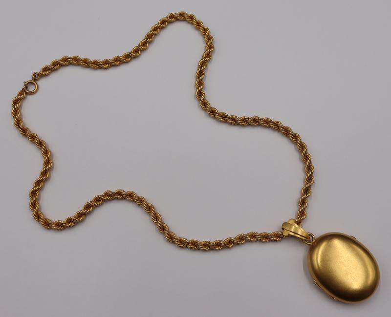 JEWELRY. Victorian 18kt Locket on 14kt Rope Chain (1 of 8)