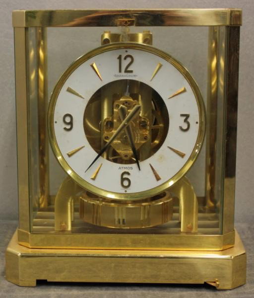 Le Coultre Atmos Clock.: From a Nyack, NY estate. Dimensions: 8.5" wide x 6.5" deep x 9" high.