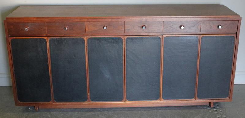 Paul McCobb. Midcentury Chest.: With folding doors. Signed in drawer. From a Fairfield, CT estate. Dimensions: 72" wide x 18.25" deep x 33" high.