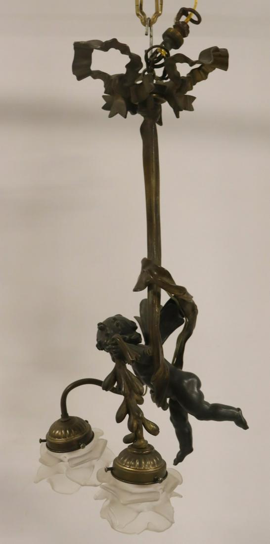 Antique Bronze Winged Cherub Chandelier. (1 of 6)