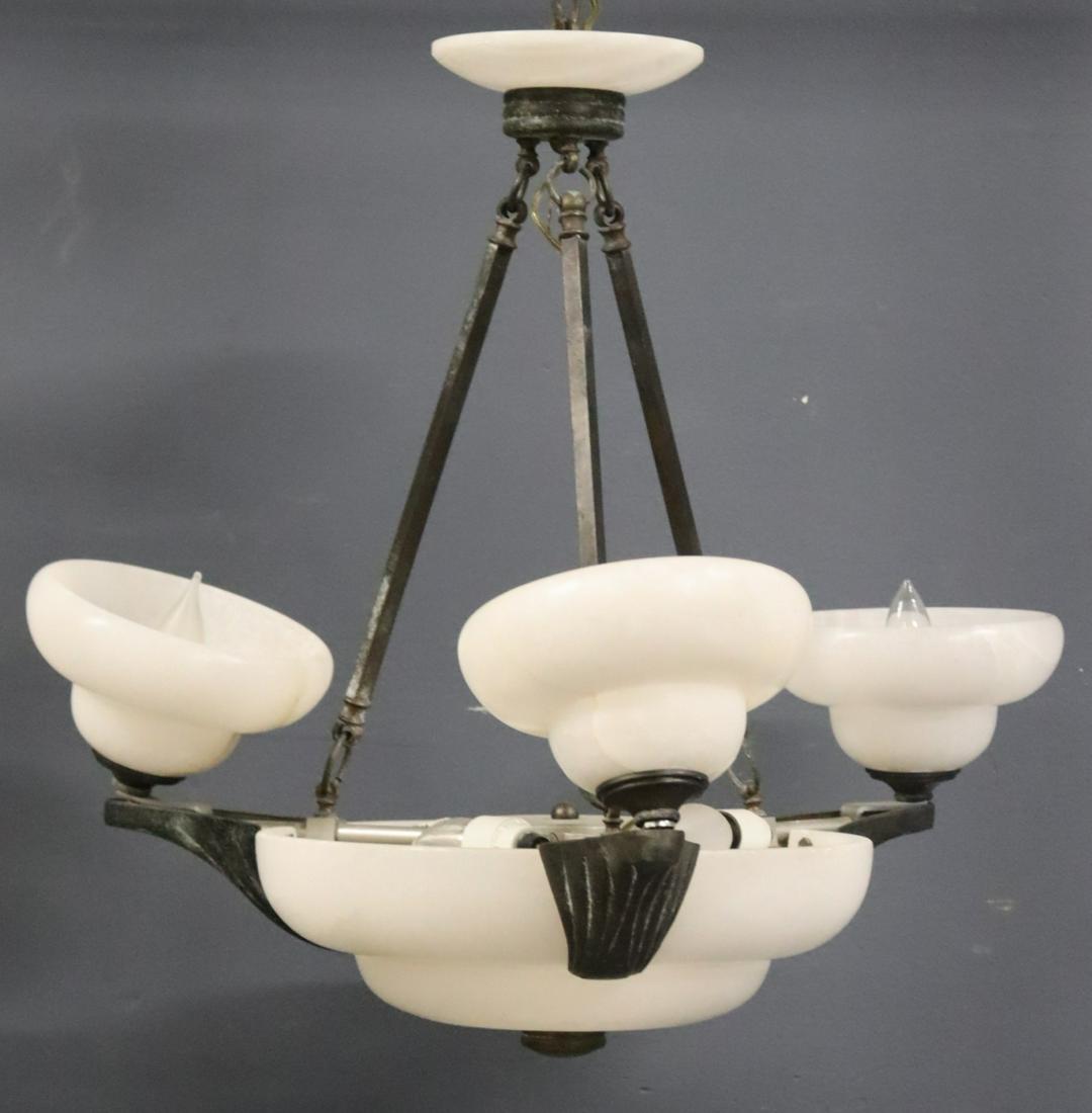 Modern 3 Light Alabaster Chandelier. (1 of 8)