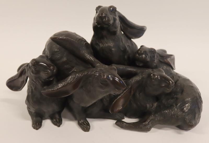 Signed Japanese Okimono Bronze Sculpture of (1 of 15)