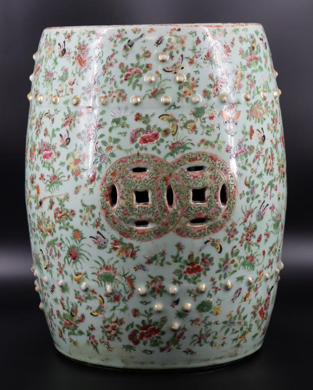 Chinese Famille Rose Celadon Garden Seat. (1 of 14)