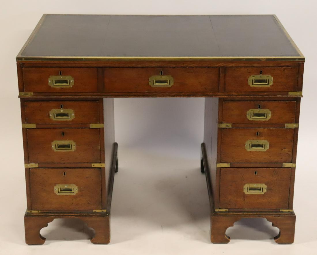 Antique Campaign Style Leathertop Desk. (1 of 6)