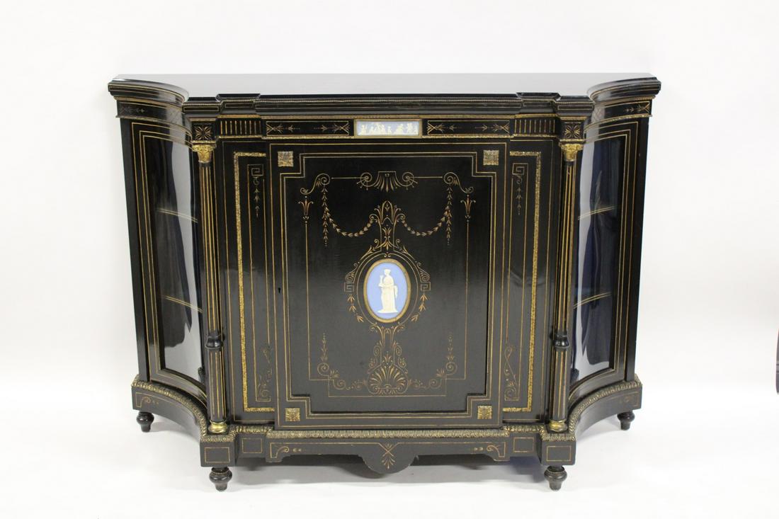 A  Fine Antique Continental Ebonised Cabinet . (1 of 14)