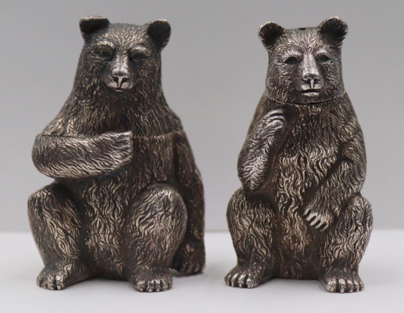 SILVER. (2) Signed M. Buccellati Silver Bears. (1 of 12)