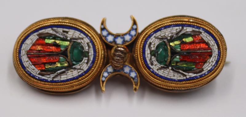 JEWELRY. Continental 14kt Gold and Micromosaic (1 of 8)