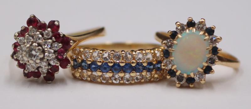 JEWELRY. (3) Vintage 14kt Gold, Diamond and Gem (1 of 10)