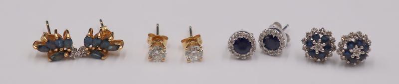 JEWELRY. (4) Pr. of Diamond and Coloured Gem Stud (1 of 19)