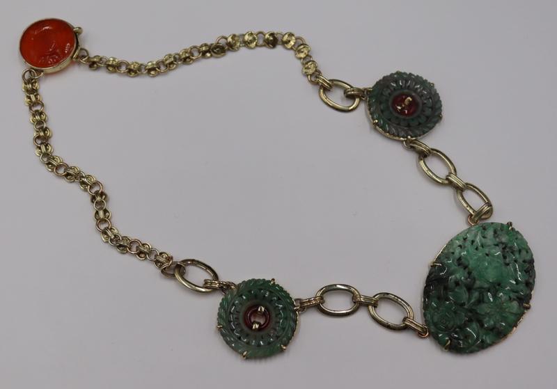 JEWELRY. Signed WL 14kt Gold, Jade and (1 of 15)