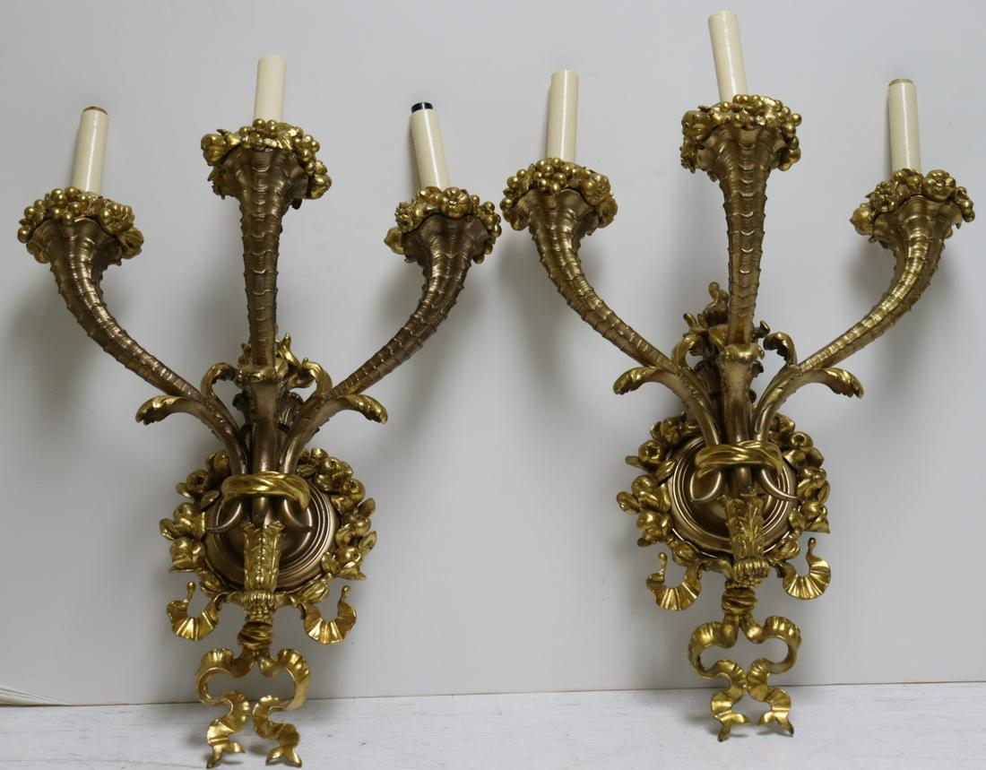 A  Pair Of Gilt Bronze Caldwell (Attrib) Sconces (1 of 8)