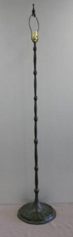 TIFFANY STUDIOS. Patinated Standing Lamp Base.: Nice original patina on this standing lamp. From a NYC estate. Dimensions: 50" h x 11.5" base.
