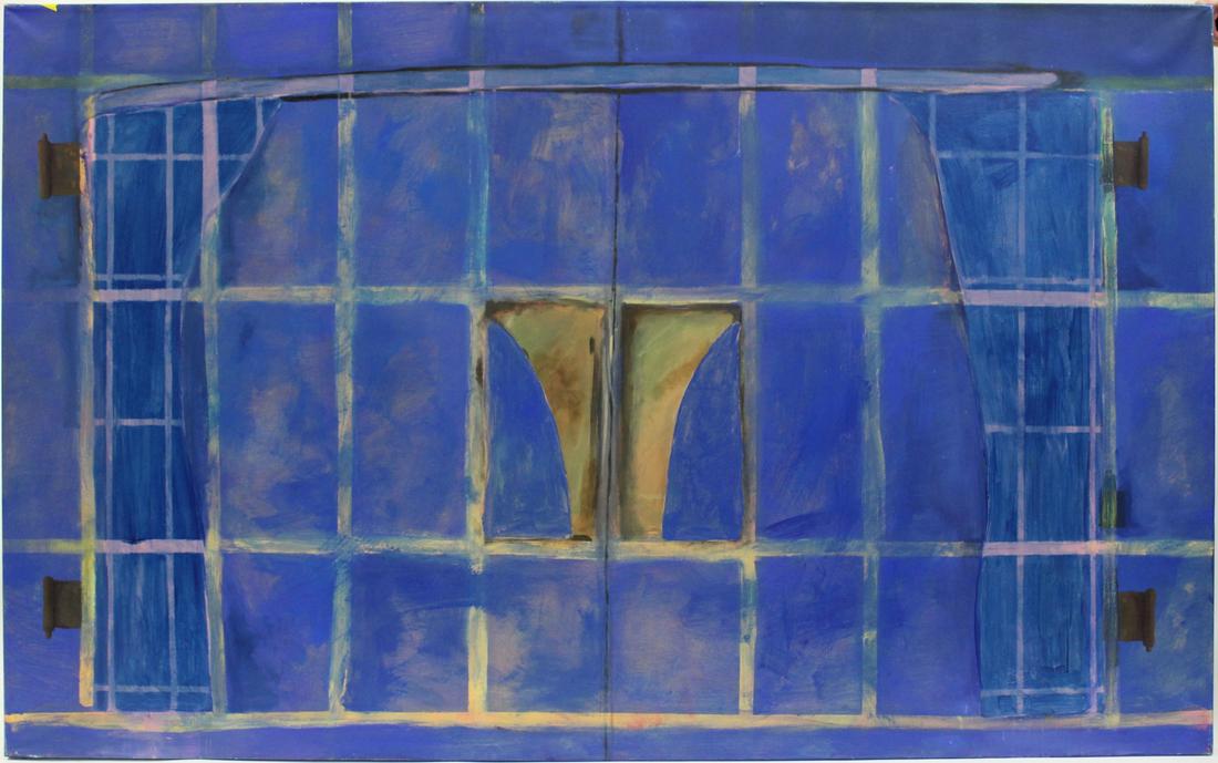 ABSTRACT BLUE COMPOSITION. OIL ON CANVAS. (1 of 2)