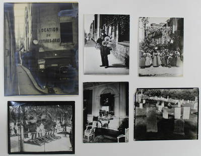 EUGÈNE ATGET(1857-1927)/BERENICE ABBOTT(1891-1991): Group of 6 Photographs. Five with Atget / Abbott stamps on verso; one signed Berenice Abbott. (1) "Rue de Chantres"; stamped 'Eugene Atget Photograph / Printed by Berenice Abbott'; 13.8"