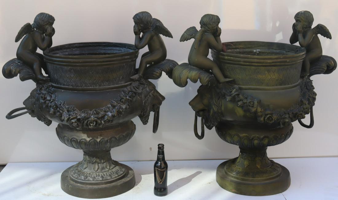 A Vintage Pair Of Bronze Urns/Planters. (1 of 12)