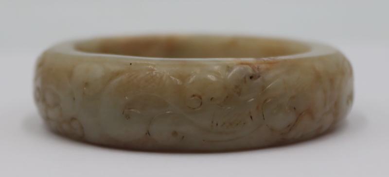 JEWELRY. Chinese Archaic Style Incised Jade Bangle (1 of 6)