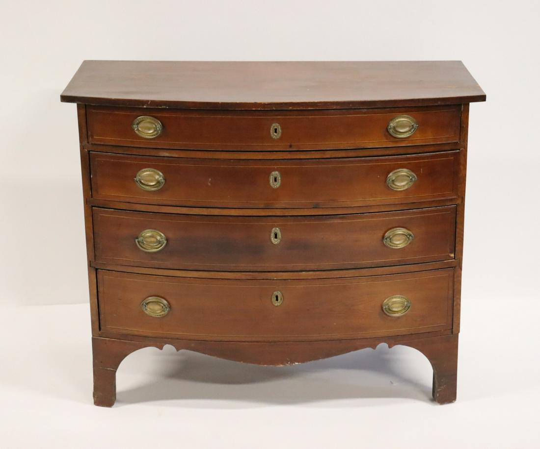 19th Century Mahogany Bow Front Chest. (1 of 10)