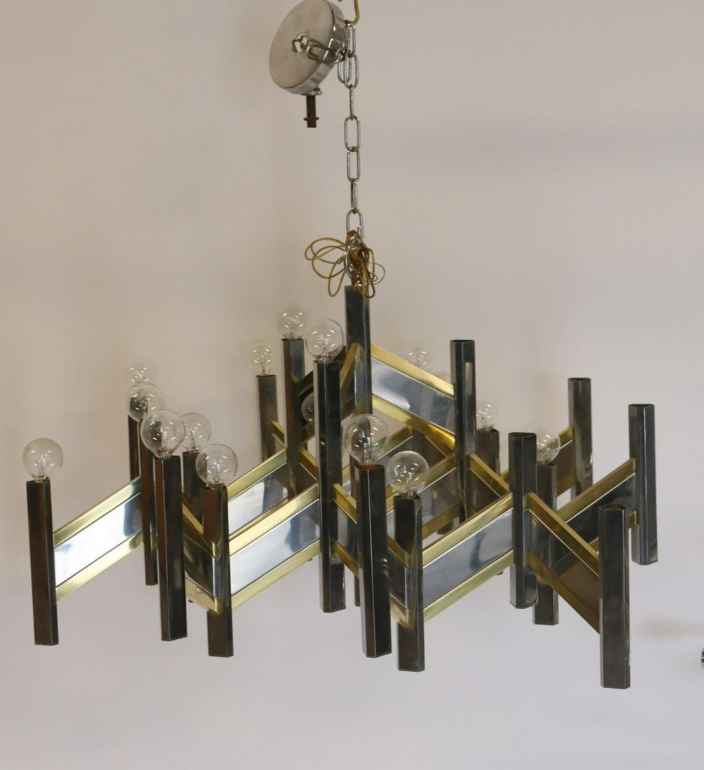 Vintage Paul Evans Style Chandelier.: From a Larchmont, NY estate. - Dimensions: 18" h x 31" w.