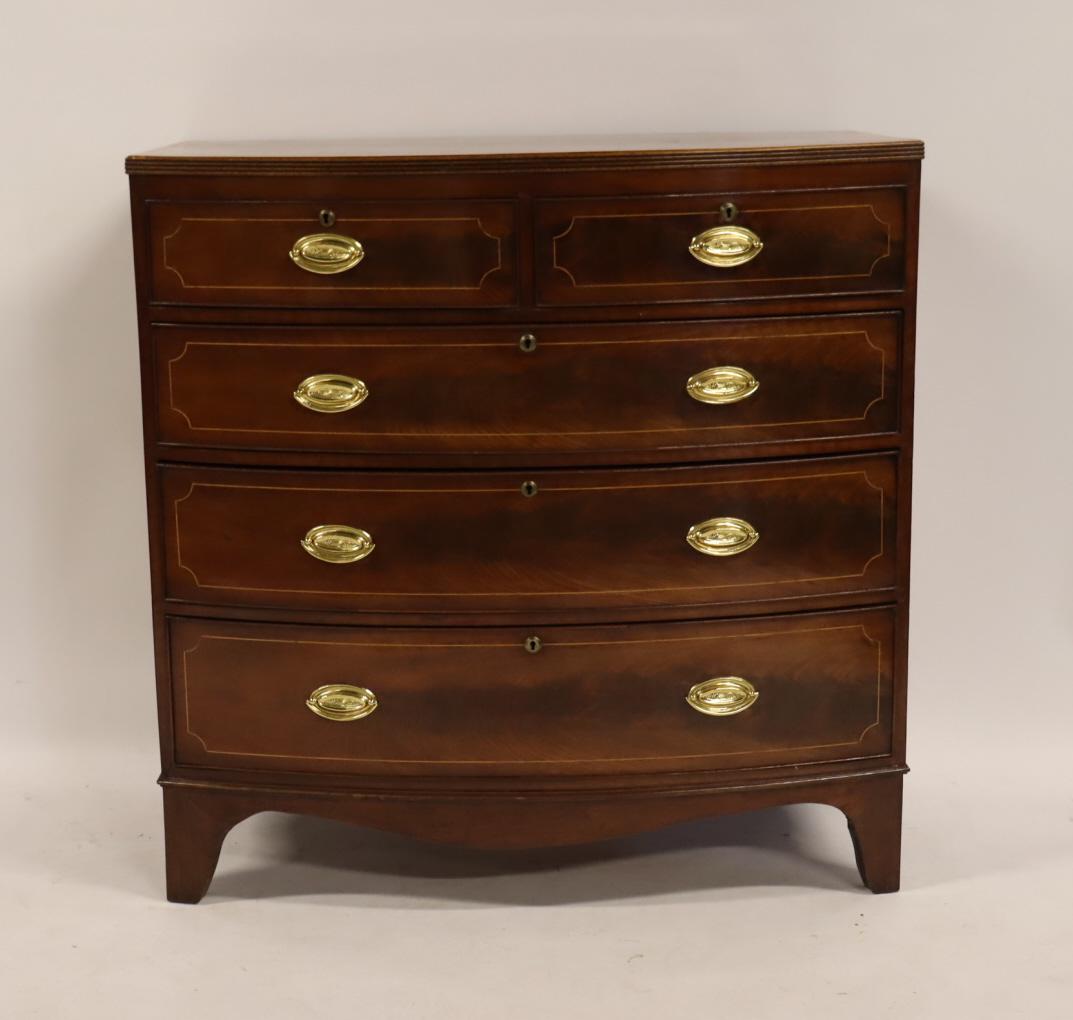 Fine Antique Mahogany, Banded & Inlaid Bow Front (1 of 6)