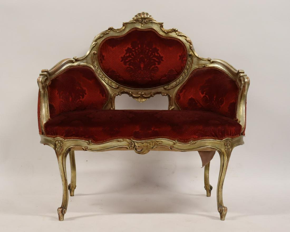 Antique Italian Upholstered Settee. (1 of 7)