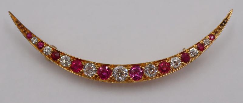 JEWELRY. Tiffany & Co. Ruby and Diamond Brooch. (1 of 13)