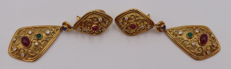 JEWELRY. Pair of 18kt Gold, Gem and Diamond (1 of 12)