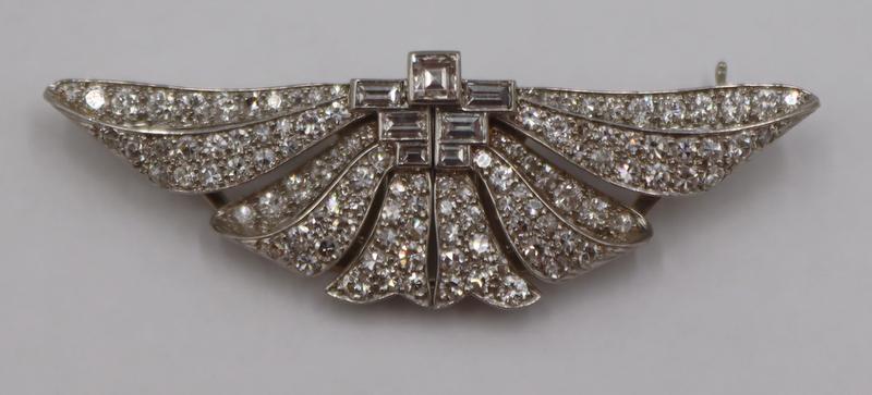 JEWELRY. Platinum and Diamond Double Clip/Brooch. (1 of 16)