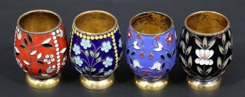 SILVER. (4) Soviet Russian .916 Silver Cloisonne (1 of 15)