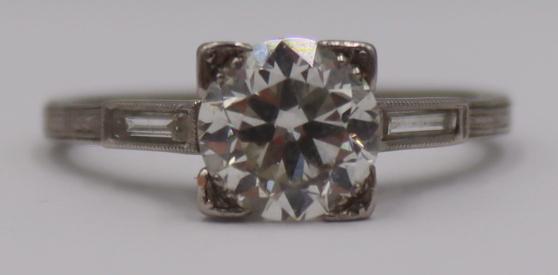 JEWELRY. Platinum and 1.32ct OEC Diamond Engagement Ring. (1 of 10)