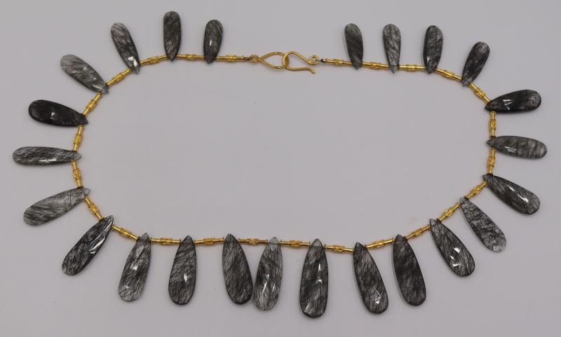 JEWELRY. 18kt Gold and Rutilated Quartz Necklace. (1 of 8)