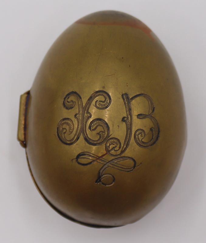 Mongrammed Russian? Brass Hinged Egg Inkwell. (1 of 10)
