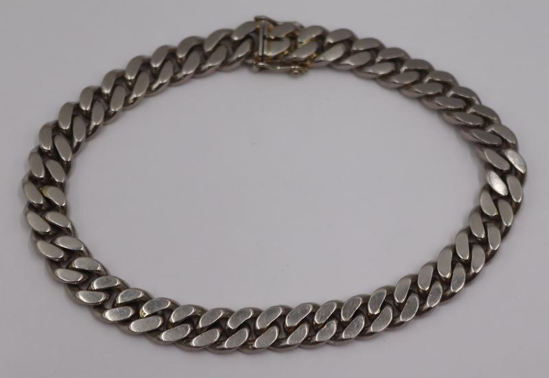 Jewelry. Signed Platinum Chain Link Bracelet. Auction