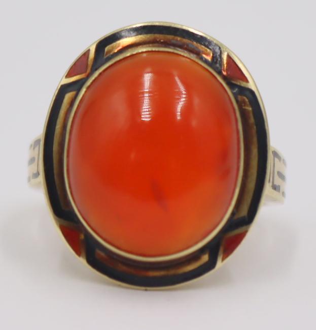 JEWELRY. Egyptian Revival 14kt Gold, Carnelian (1 of 7)