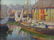 14: PETERSON, Jane. Oil on Board of Harbor Scene.