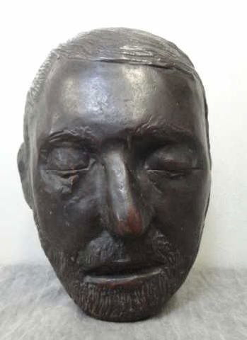 BASKIN, Leonard. Bronze Death Mask.: Signed on back with Bedi-Rassy N.Y. foundry mark. Leonard Baskin, American, 1922-2000. From the now defunct Boris Mirski Gallery, Boston. Dimensions: 10" high x 7" deep x 8" wide.