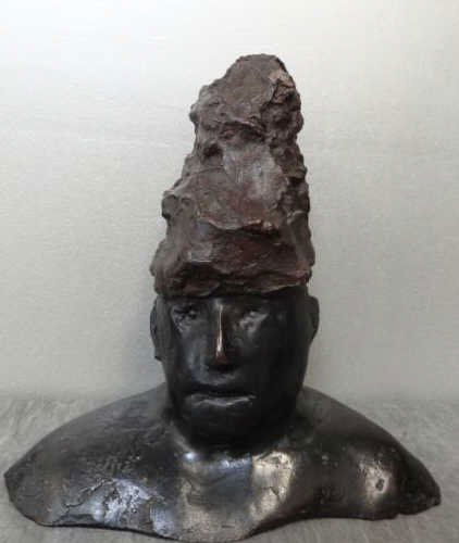BASKIN, Leonard. Bronze Female Bust.: Signed on back with Bedi-Rassy NYC foundry mark. Numbered 2/15. Leonard Baskin, American, 1922-2000. From the now defunct Boris Mirski Gallery, Boston. Dimensions: 12.5" high x 4.5" deep x 12.25" wide