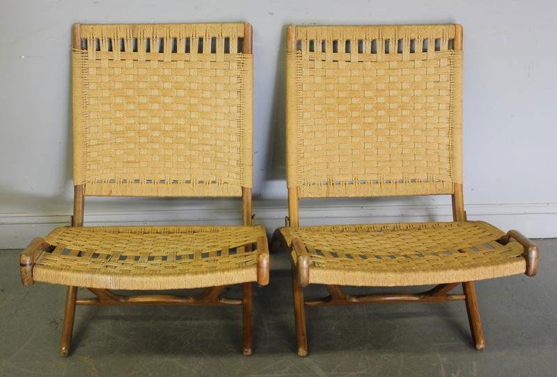 Pair of Hans Wegner Style Midcentury Chairs.: From a White Plains, NY home. Dimensions: 23.5" wide x 28" deep x 32.5" high.
