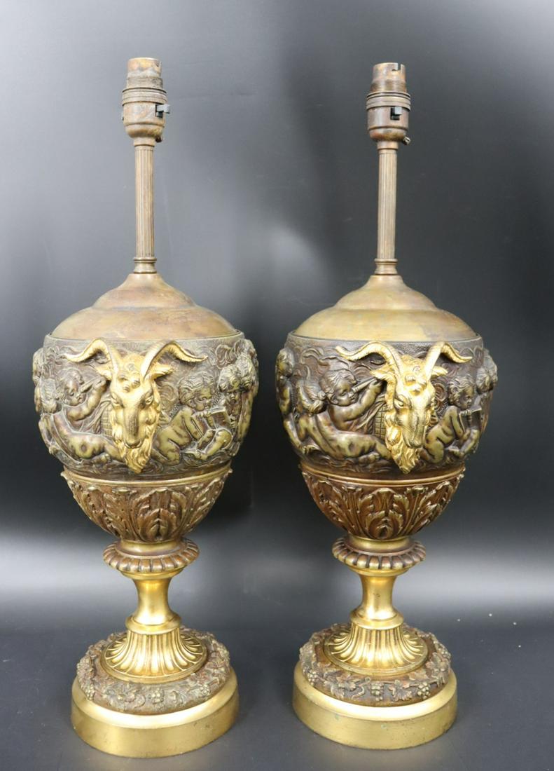 A Pair of Bronze Lamps With Cherub Decoration (1 of 8)