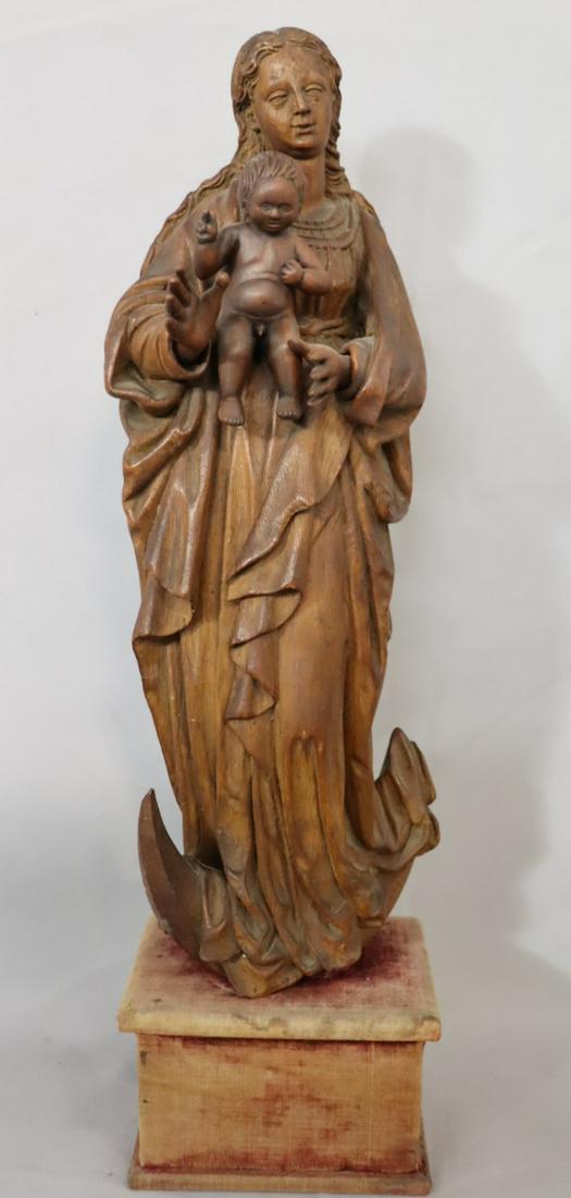 Antique Carved Wood Sculpture Of The Virgin Mary (1 of 7)